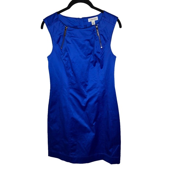 Calvin Klein Dresses & Skirts - NWT Calvin Klein Womens Colbalt Blue‎ Sheath Dress Sz 4 Zipper Detail Sleeveless